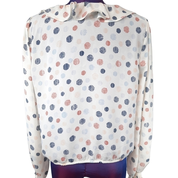 June & Hudson V-neck Ruffle Peasant Blouse Geometric Size Medium Women's - Picture 5 of 8